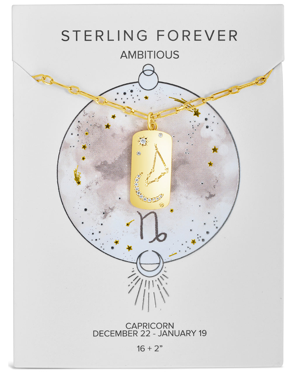 CZ Constellation Dog Tag Pendant Necklace by Sterling Forever