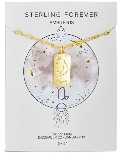 CZ Constellation Dog Tag Pendant Necklace by Sterling Forever