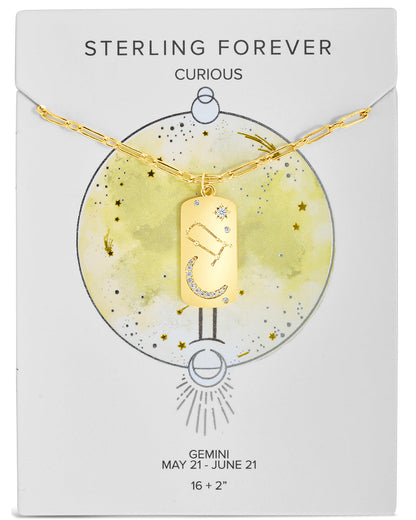 CZ Constellation Dog Tag Pendant Necklace by Sterling Forever