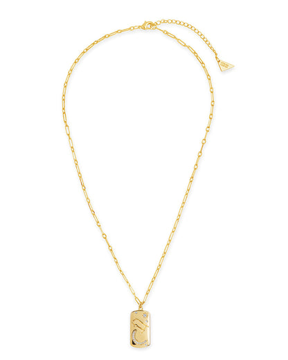 CZ Constellation Dog Tag Pendant Necklace by Sterling Forever