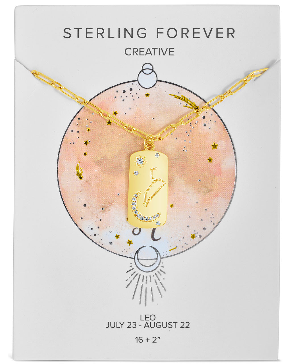CZ Constellation Dog Tag Pendant Necklace by Sterling Forever
