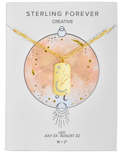 CZ Constellation Dog Tag Pendant Necklace by Sterling Forever
