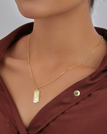 CZ Constellation Dog Tag Pendant Necklace by Sterling Forever