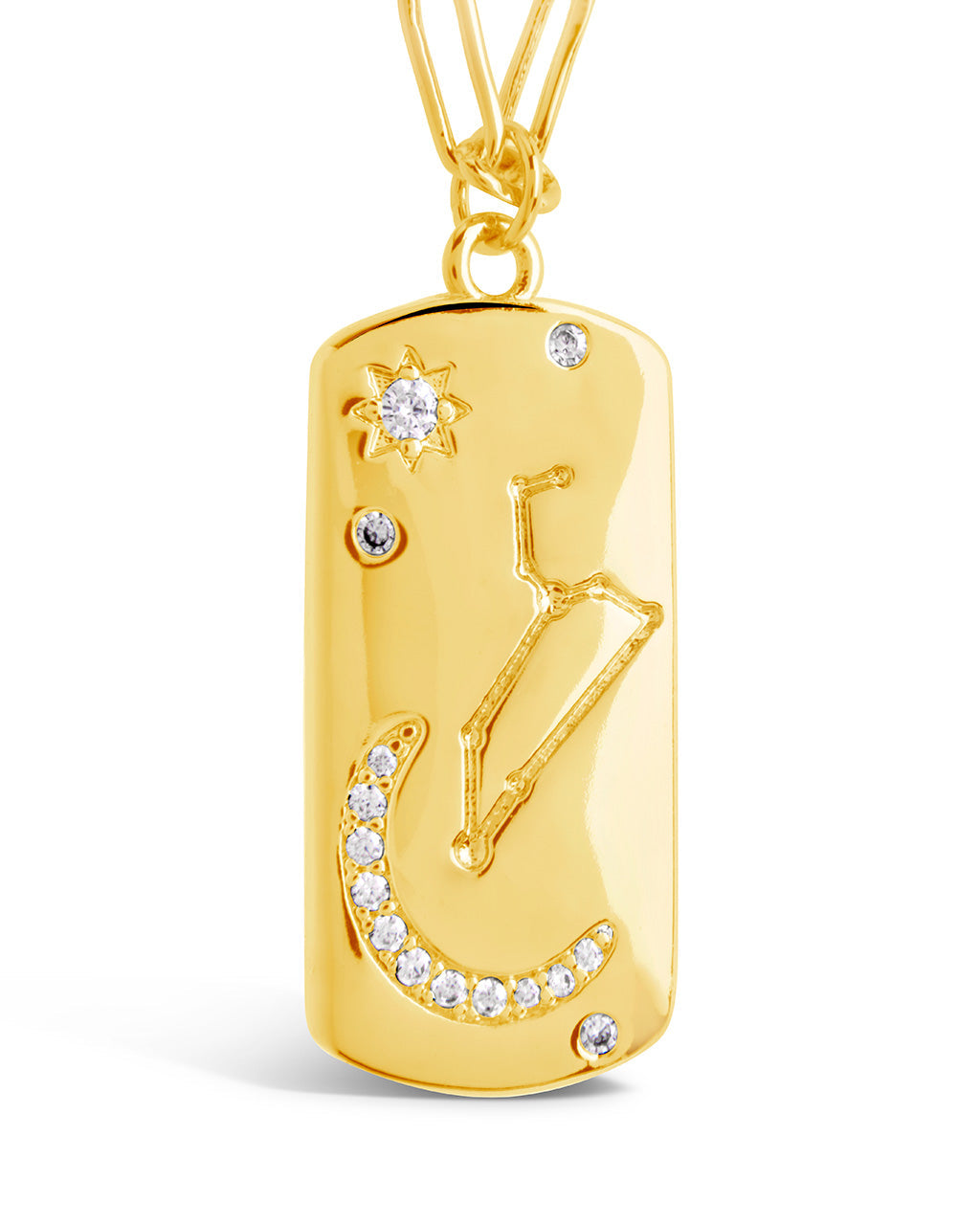 CZ Constellation Dog Tag Pendant Necklace by Sterling Forever