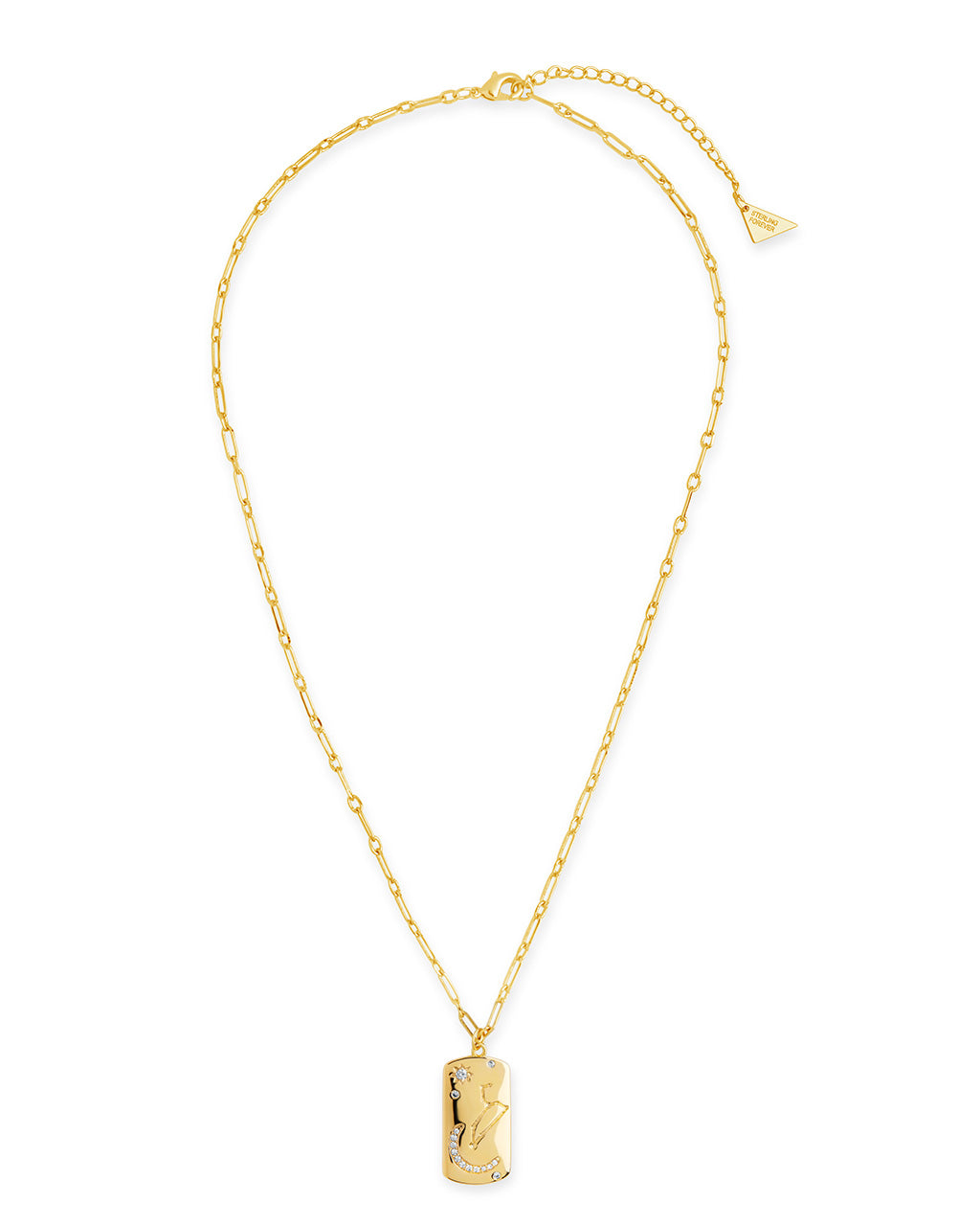 CZ Constellation Dog Tag Pendant Necklace by Sterling Forever