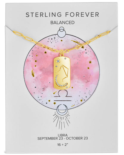 CZ Constellation Dog Tag Pendant Necklace by Sterling Forever