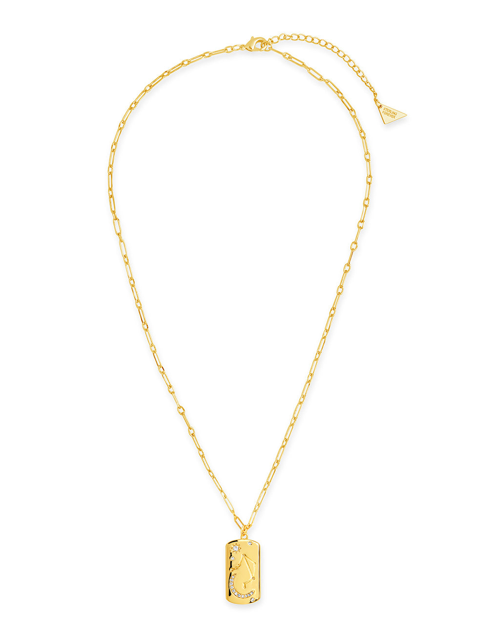 CZ Constellation Dog Tag Pendant Necklace by Sterling Forever