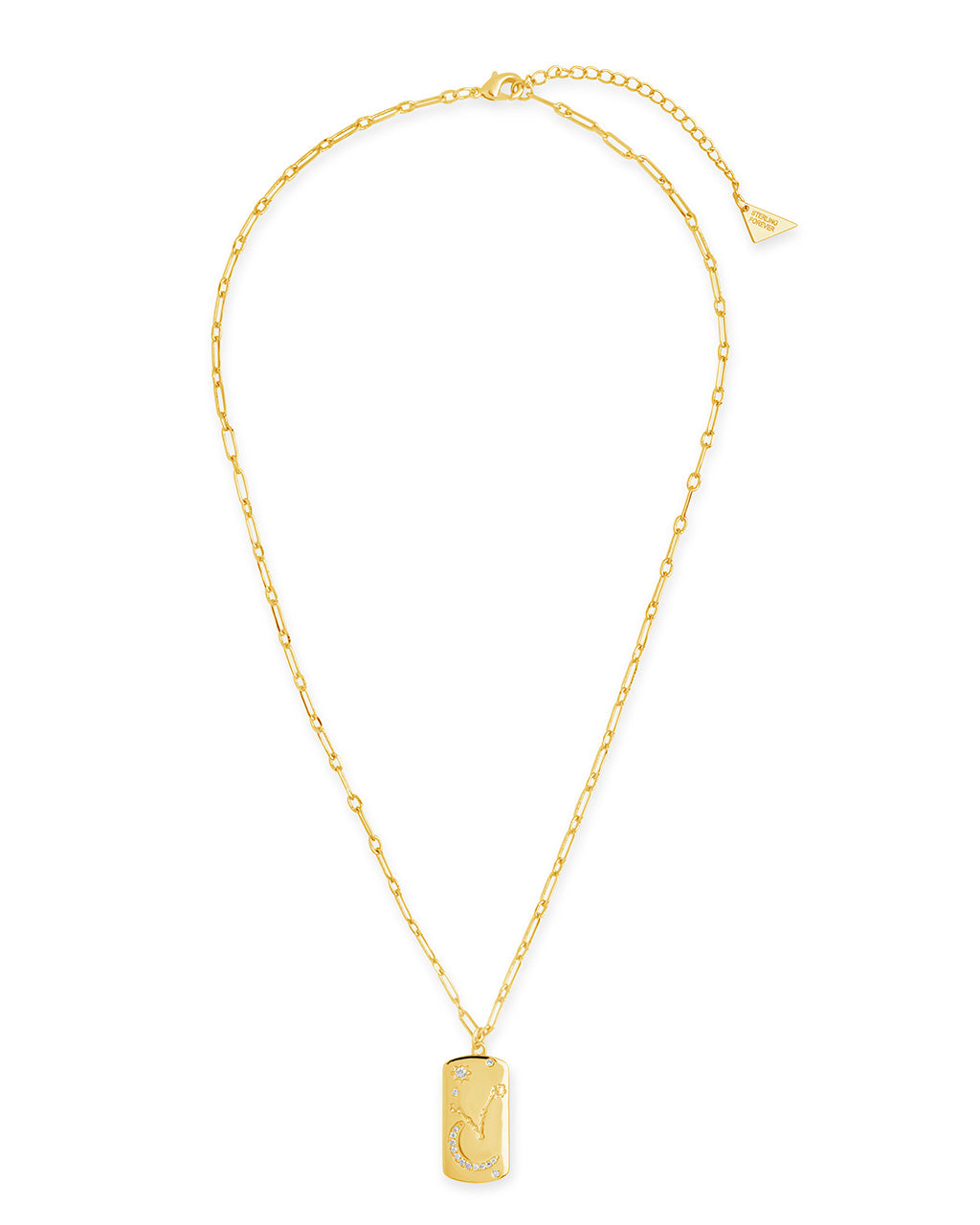 CZ Constellation Dog Tag Pendant Necklace by Sterling Forever