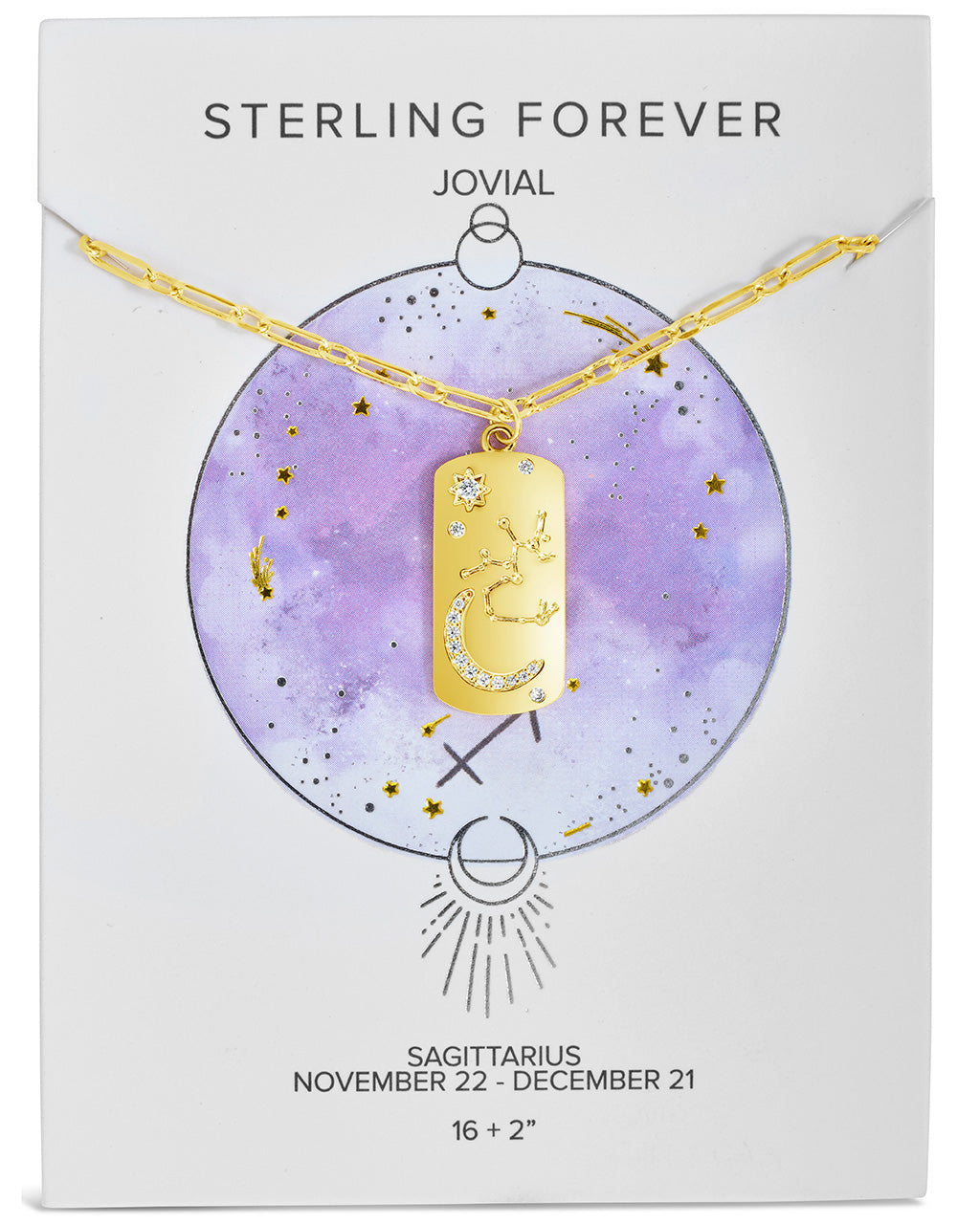 CZ Constellation Dog Tag Pendant Necklace by Sterling Forever