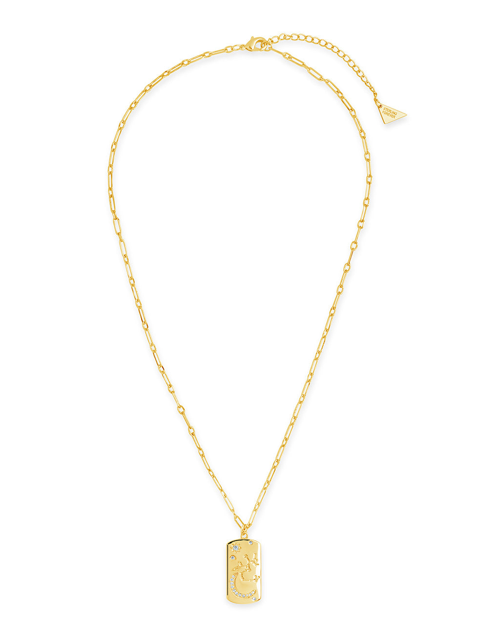 CZ Constellation Dog Tag Pendant Necklace by Sterling Forever