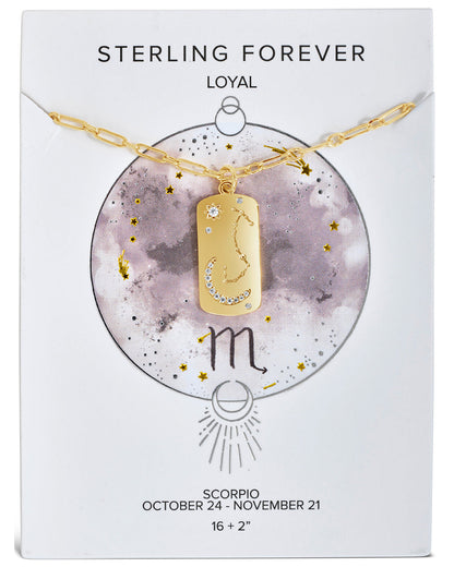 CZ Constellation Dog Tag Pendant Necklace by Sterling Forever