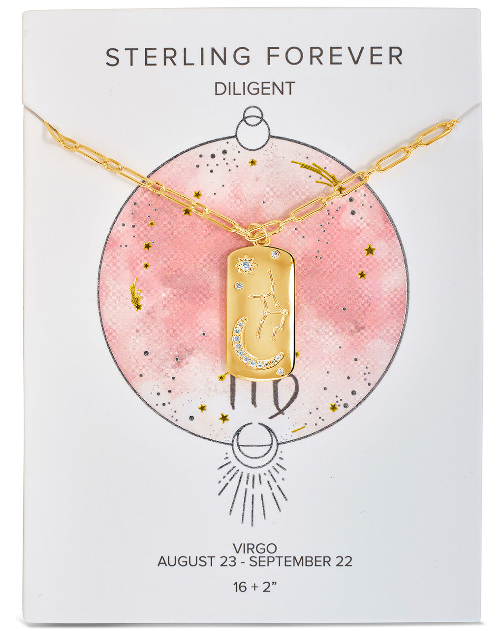 CZ Constellation Dog Tag Pendant Necklace by Sterling Forever