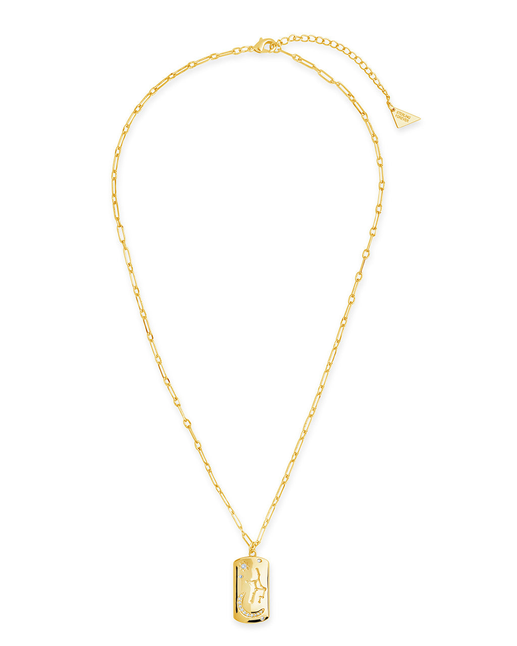 CZ Constellation Dog Tag Pendant Necklace by Sterling Forever