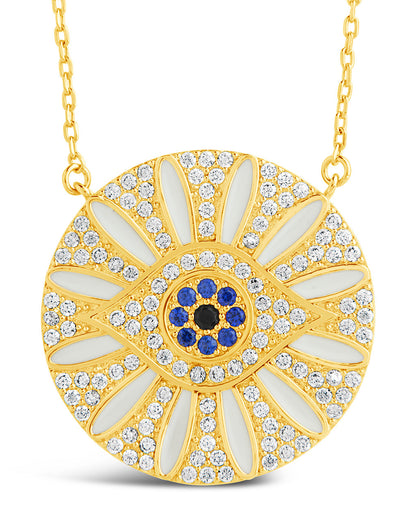 CZ Evil Eye & Enamel Petal Pendant Necklace by Sterling Forever