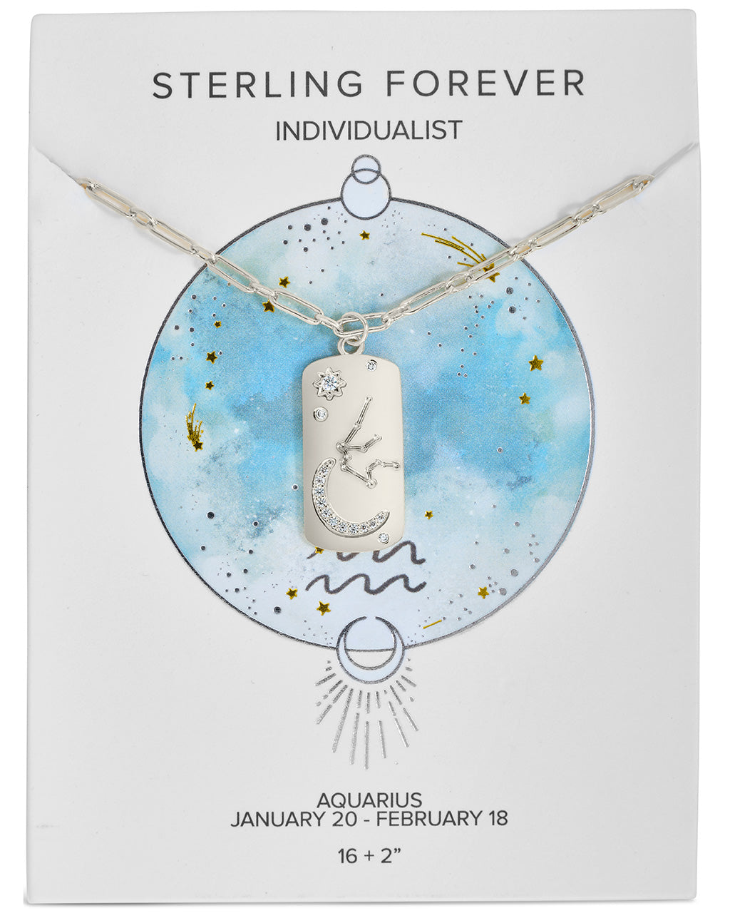 CZ Constellation Dog Tag Pendant Necklace by Sterling Forever