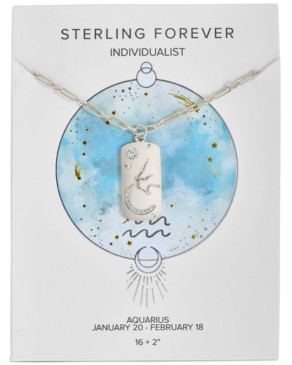 CZ Constellation Dog Tag Pendant Necklace by Sterling Forever