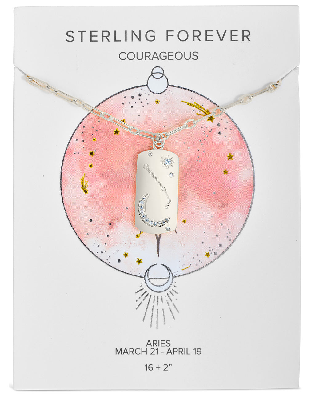 CZ Constellation Dog Tag Pendant Necklace by Sterling Forever