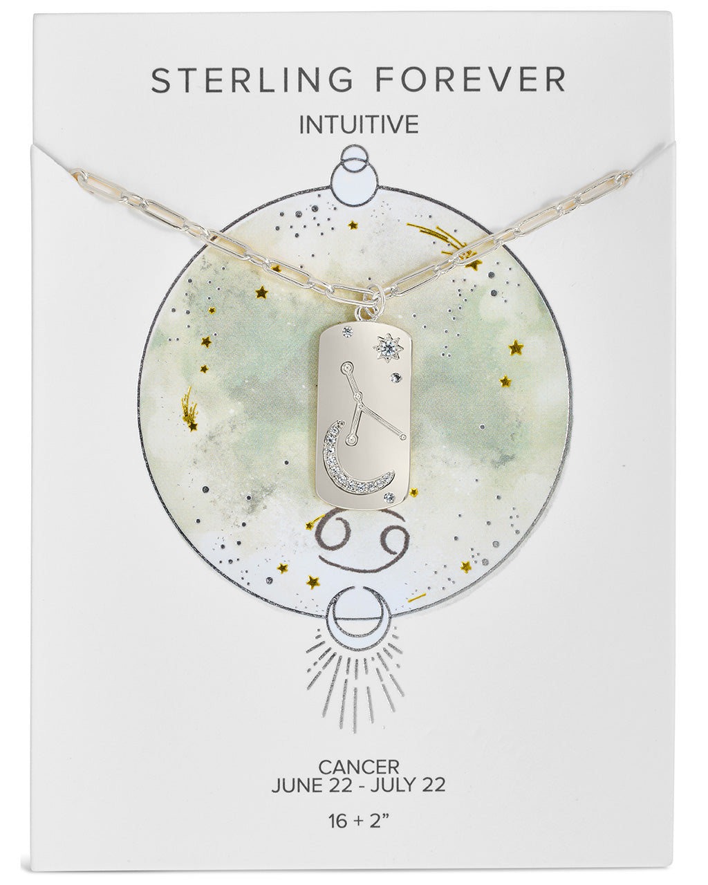 CZ Constellation Dog Tag Pendant Necklace by Sterling Forever