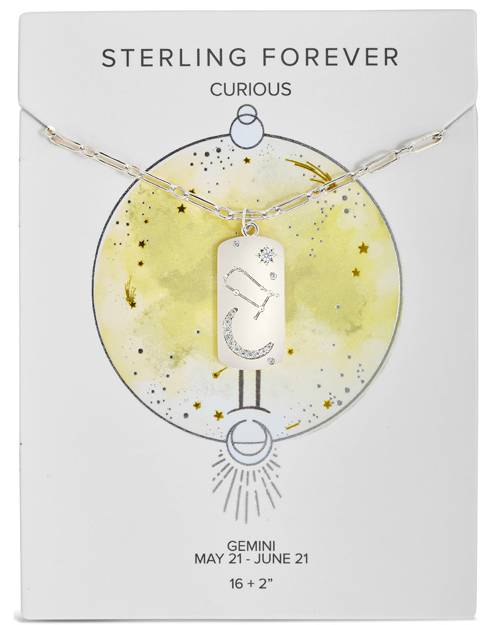 CZ Constellation Dog Tag Pendant Necklace by Sterling Forever