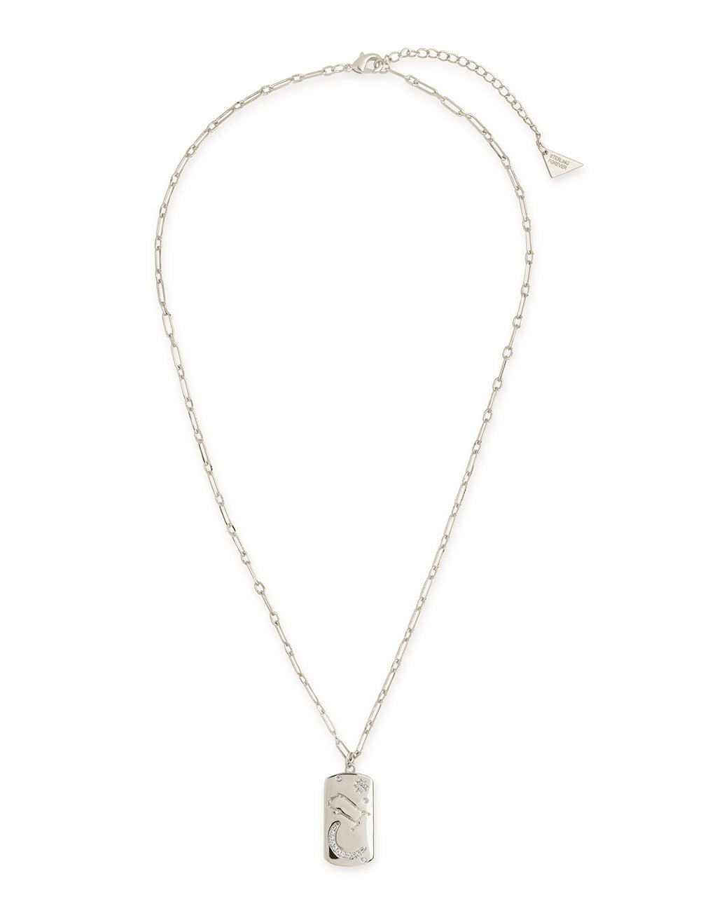 CZ Constellation Dog Tag Pendant Necklace by Sterling Forever