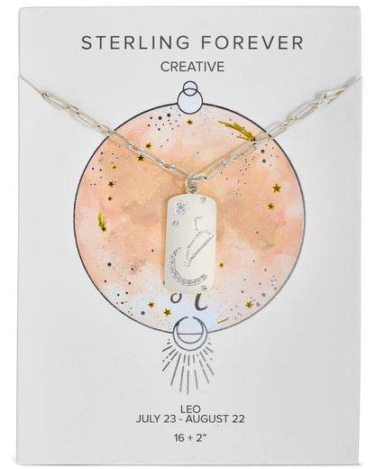 CZ Constellation Dog Tag Pendant Necklace by Sterling Forever