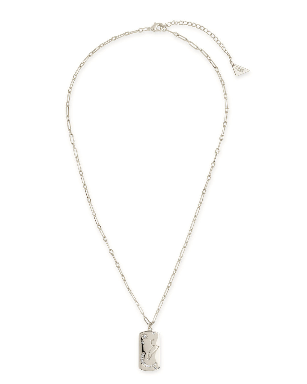 CZ Constellation Dog Tag Pendant Necklace by Sterling Forever