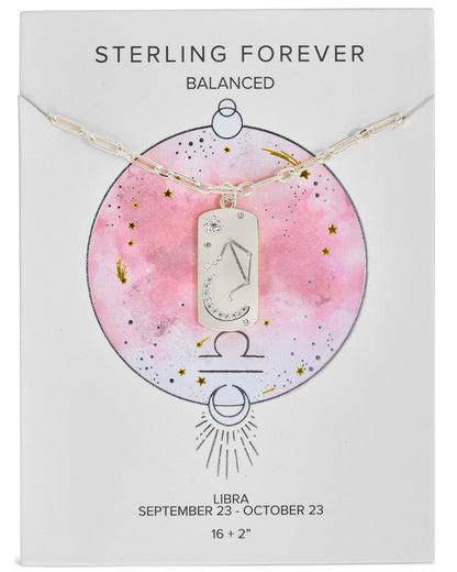 CZ Constellation Dog Tag Pendant Necklace by Sterling Forever