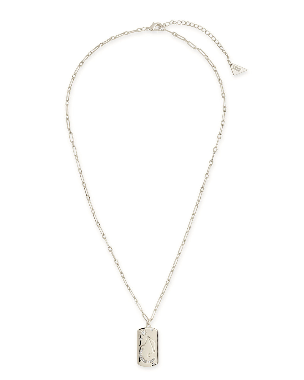 CZ Constellation Dog Tag Pendant Necklace by Sterling Forever