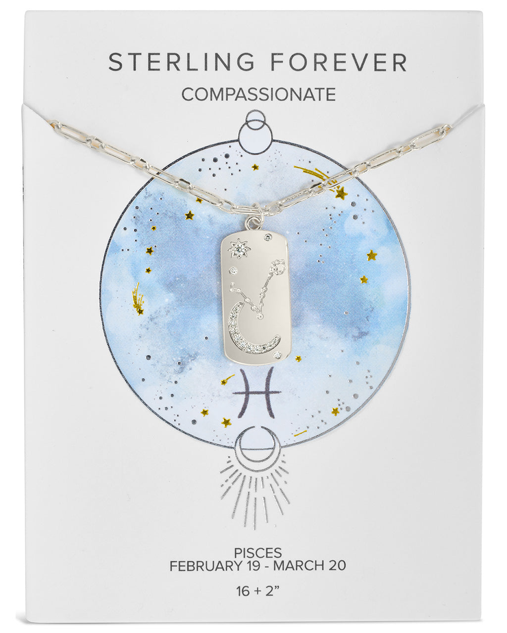 CZ Constellation Dog Tag Pendant Necklace by Sterling Forever