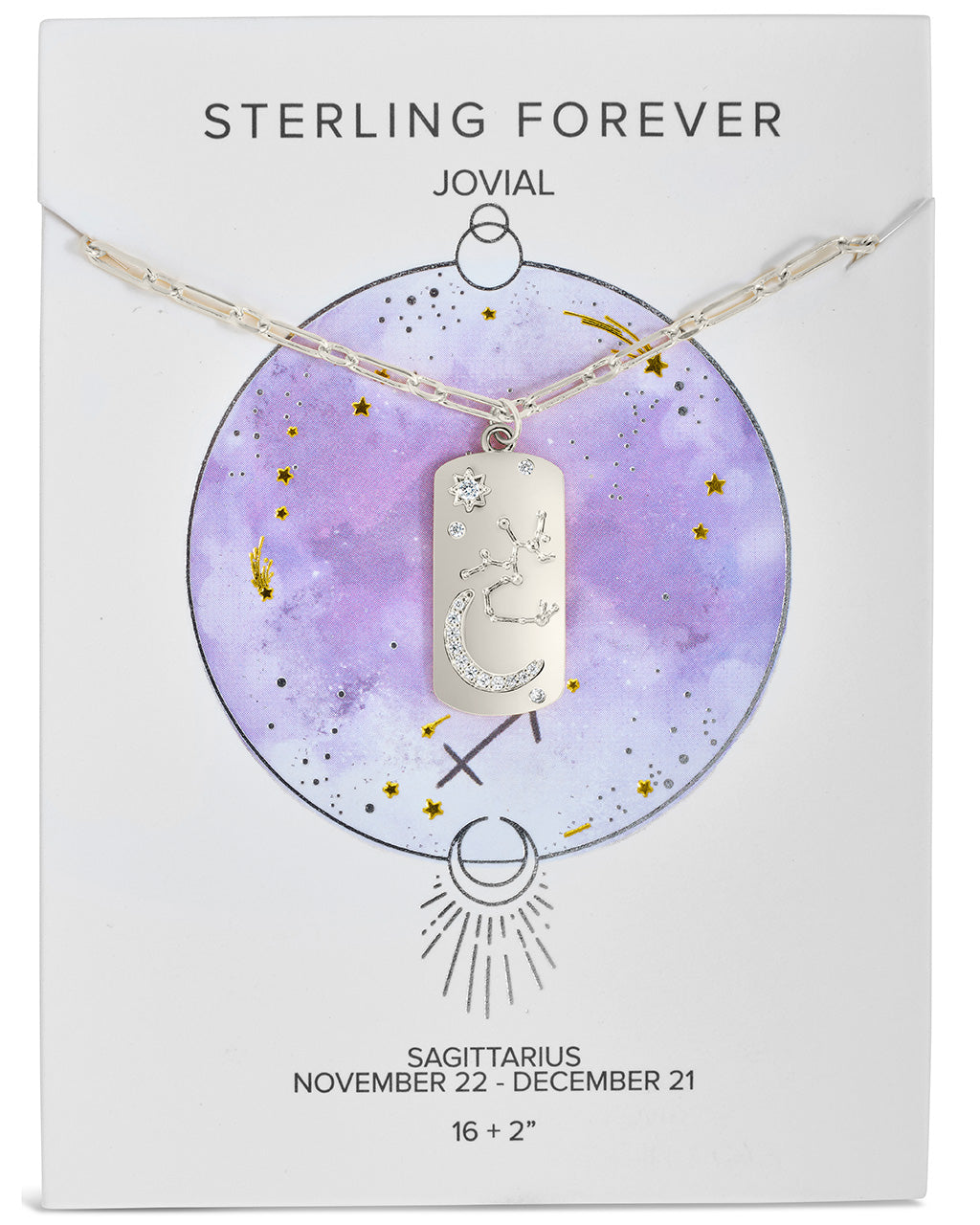 CZ Constellation Dog Tag Pendant Necklace by Sterling Forever