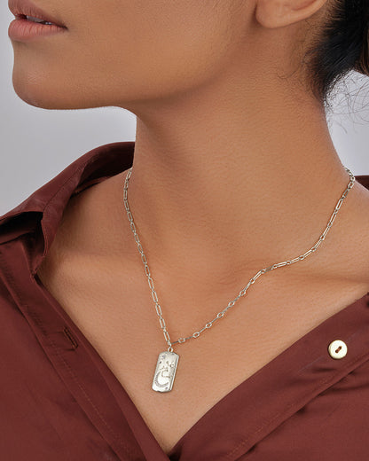 CZ Constellation Dog Tag Pendant Necklace by Sterling Forever