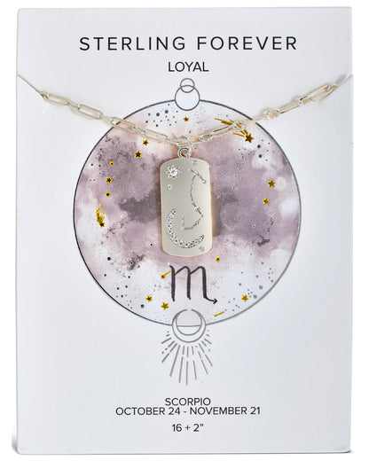 CZ Constellation Dog Tag Pendant Necklace by Sterling Forever