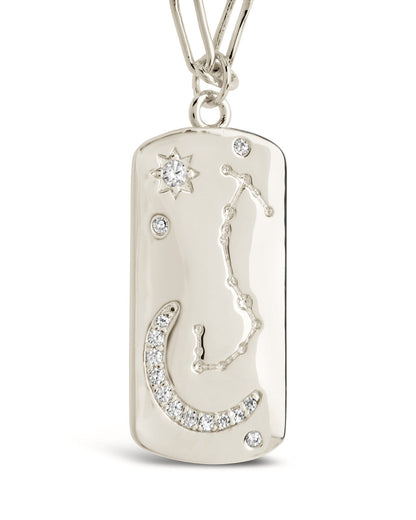 CZ Constellation Dog Tag Pendant Necklace by Sterling Forever