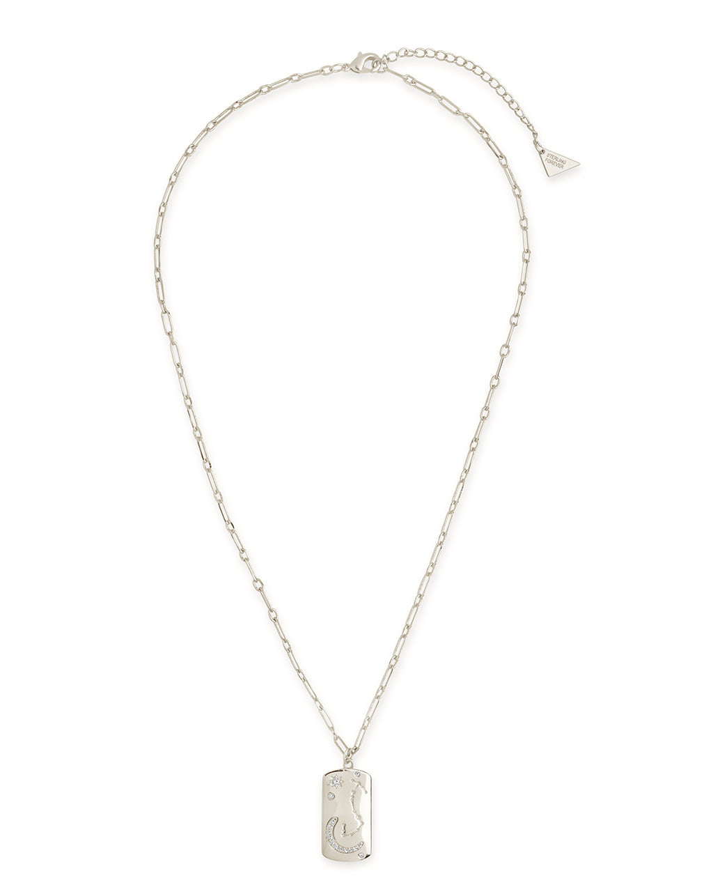 CZ Constellation Dog Tag Pendant Necklace by Sterling Forever