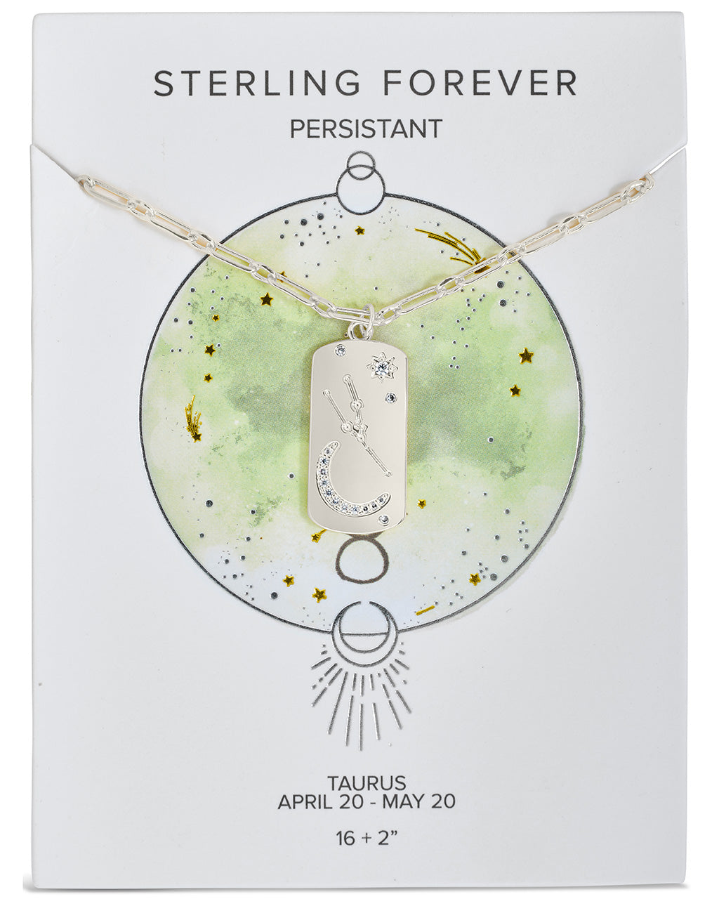 CZ Constellation Dog Tag Pendant Necklace by Sterling Forever