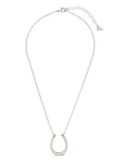 CZ Horseshoe Pendant Necklace by Sterling Forever