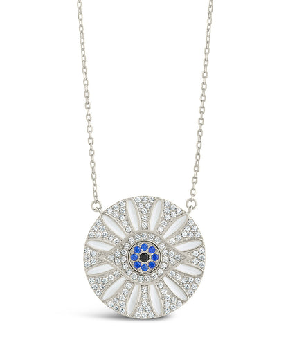 CZ Evil Eye & Enamel Petal Pendant Necklace by Sterling Forever