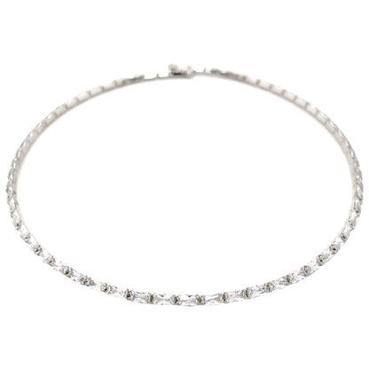 Baguette Choker Necklace WG by Jennifer Miller Jewelry