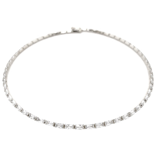 Baguette Choker Necklace WG by Jennifer Miller Jewelry