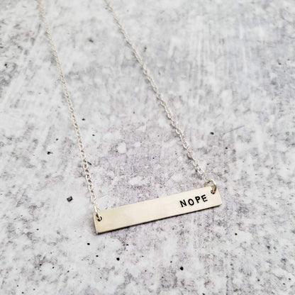 NOPE Bar Necklace by Salt and Sparkle