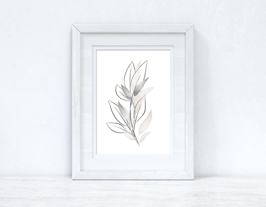 Natural Greys Watercolour Leaves Bedroom Home Wall Decor Print by WinsterCreations™ Official Store
