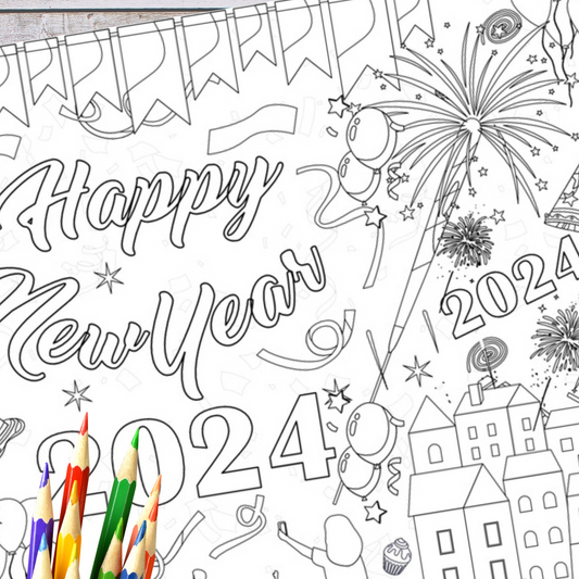 New Year 2024 Coloring Tablecloth by Creative Crayons Workshop
