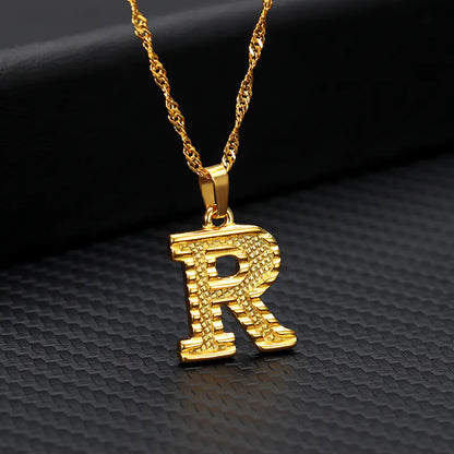 Gold-Plated 26 English Letters Pendant Necklace