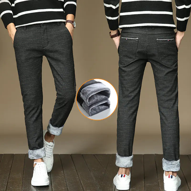 Thickened Fleece Men's Warm Casual Long Pants