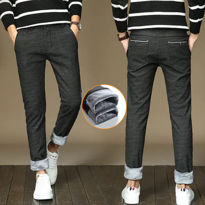 Thickened Fleece Men's Warm Casual Long Pants