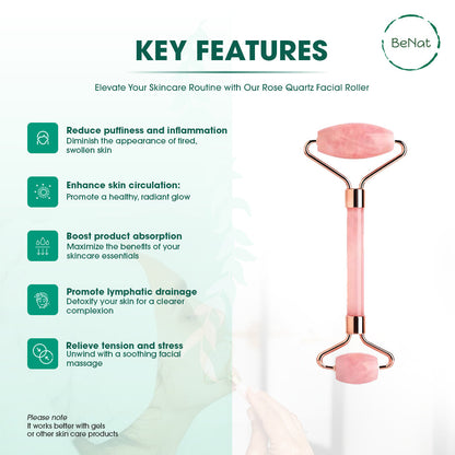 Rose Quartz Face Roller by BeNat