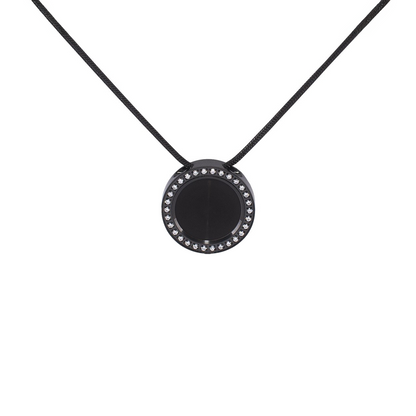 PT207B B.Tiff Black Pavé 30-Stone Halo Pendant by B.Tiff New York
