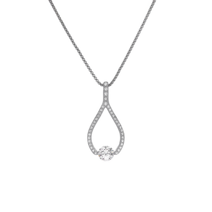 PT306W B.Tiff 1 ct Solitaire Pave Larme Pendant Necklace by B.Tiff New York