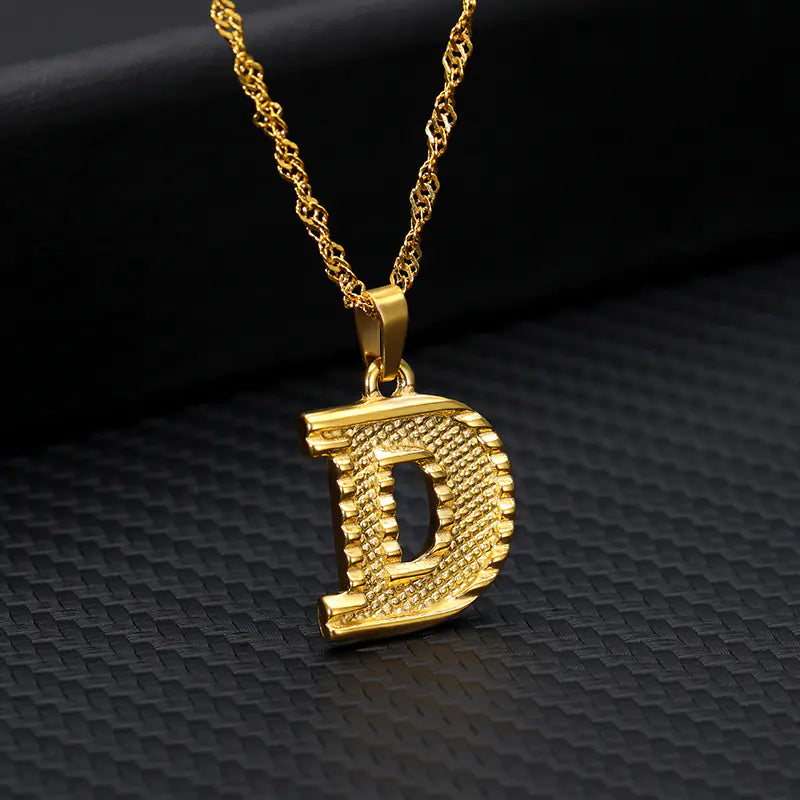 Gold-Plated 26 English Letters Pendant Necklace