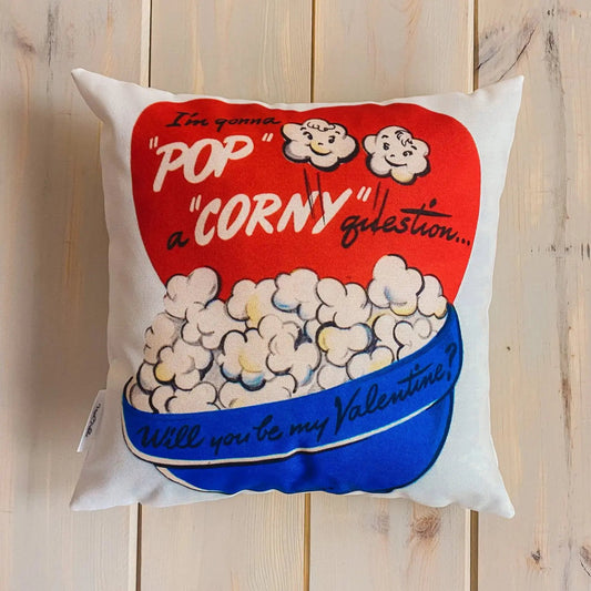 Pop a Corny Question Vintage Valentines | Pillow Cover | Throw Pillow | Valentines Day Gifts for Her | Valentines Day | Room Decor by UniikPillows